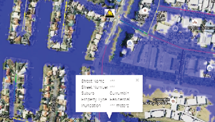 Figure 6: Colour-coded inundated roads during a hypothetical flood.