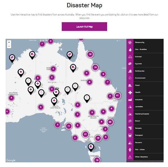 Mapper showing all disaster categories selected