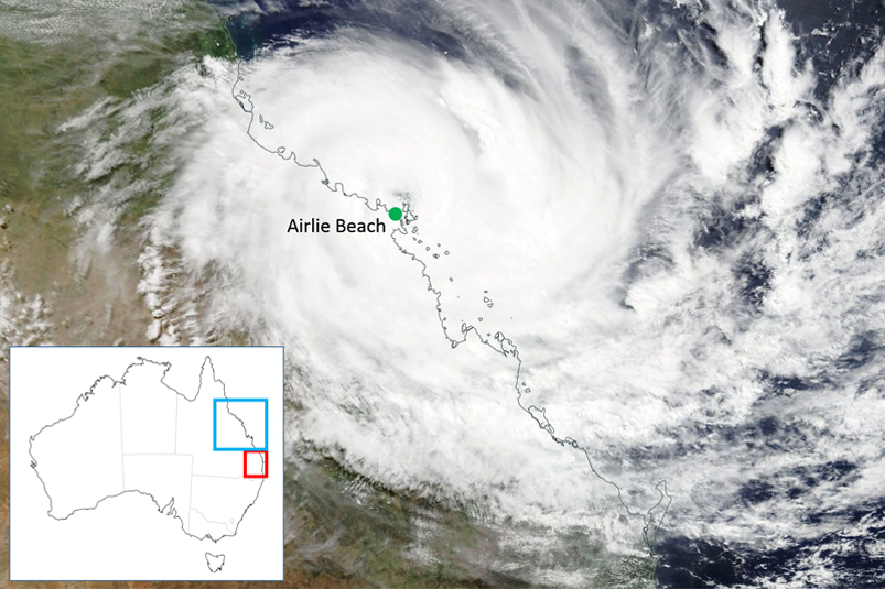 Tropical Cyclone Debbie crossed the coastline over Airlie Beach causing extensive damage to property and forest areas.