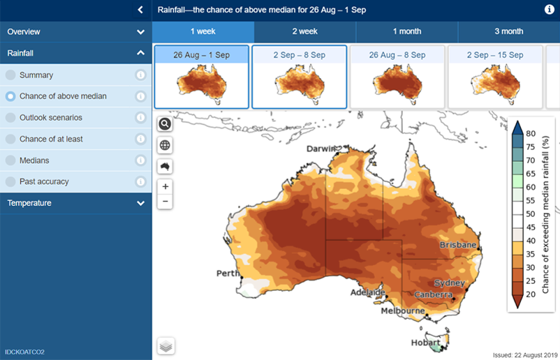 Figure 2: The Bureau’s new weekly and fortnightly forecasts were released in August 2019. Image: Australian Bureau of Meteorology