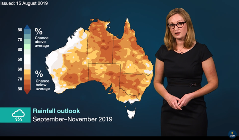 The Bureau’s outlook videos explain the long-range forecast for the upcoming three months. Source: Australian Bureau of Meteorology