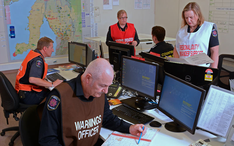 During operations, coordination centre personnel undertake a range of planning, monitoring, and reporting activities. Cognitive aids are used to evaluate and improve these processes. Image: Country Fire Service, South Australia