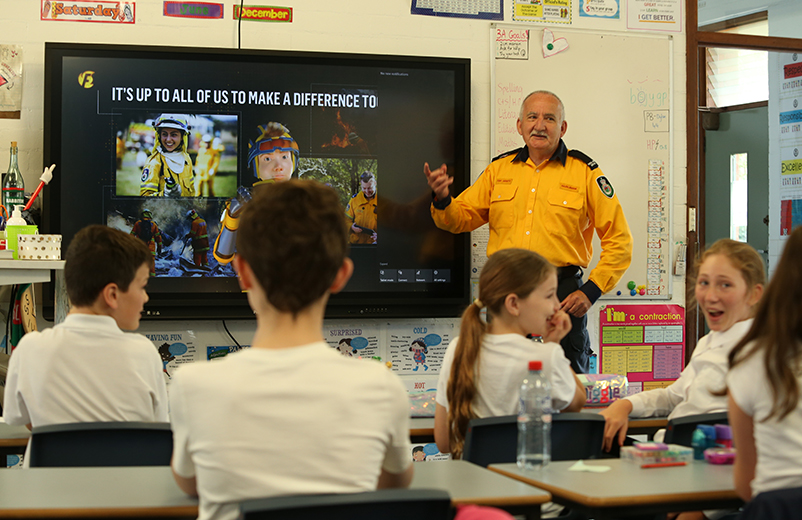 Two schools were included in the study that had invited local volunteer firefighters into classrooms as authentic expert partners to support teacher-led student learning. Image: NSW Rural Fire Service