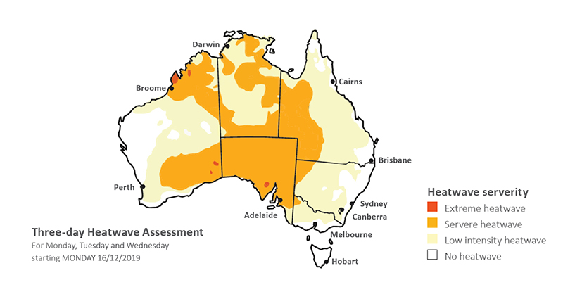 Figure 2: Example of a heatwave-assessment map and text. Source: Bureau of Meteorology (2021b)